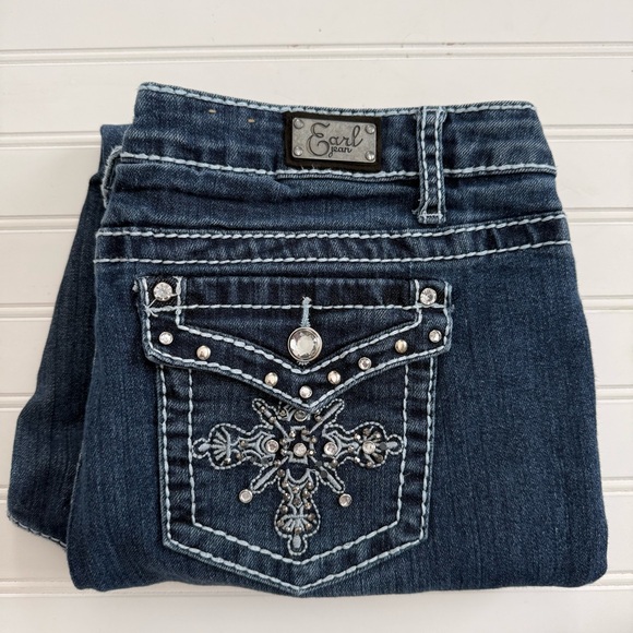 Earl Jean Women’s Size 12 Embellished Rhinestones Pocket Capri Denim Pants - Picture 12 of 12